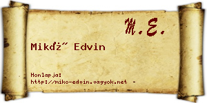 Mikó Edvin névjegykártya